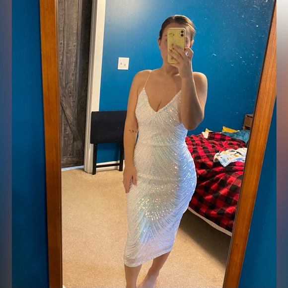 White sequins midi dress from Windsor. Size S - Picture 3 of 5